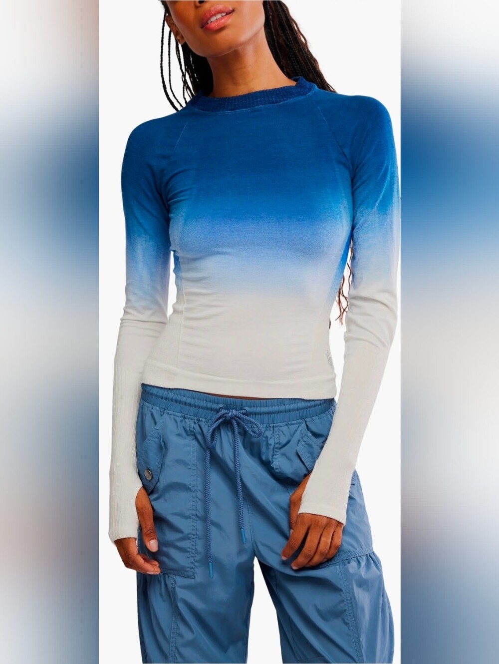 FP Movement Take Flight Ombre Base Layer In Deep Blue Combo M/L NWT